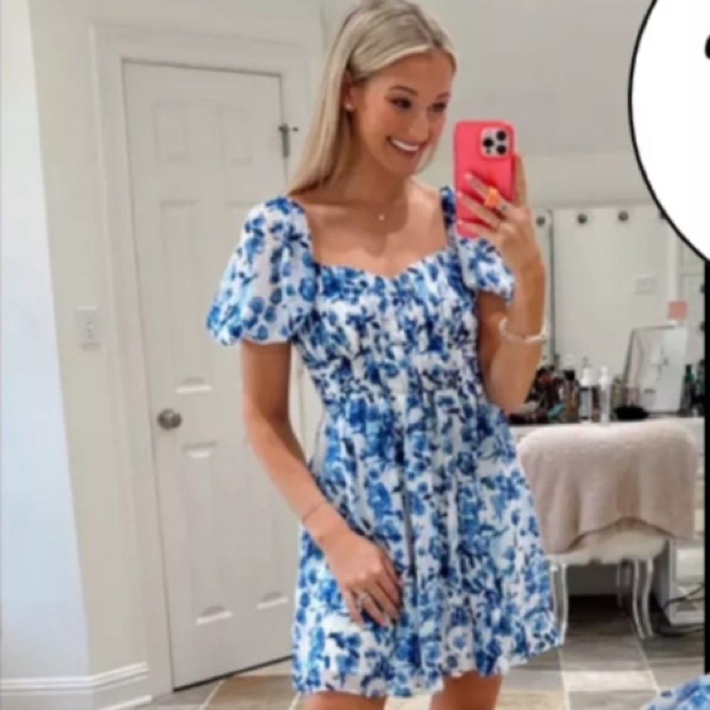 Abercrombie & Fitch White and Blue Mini Dress